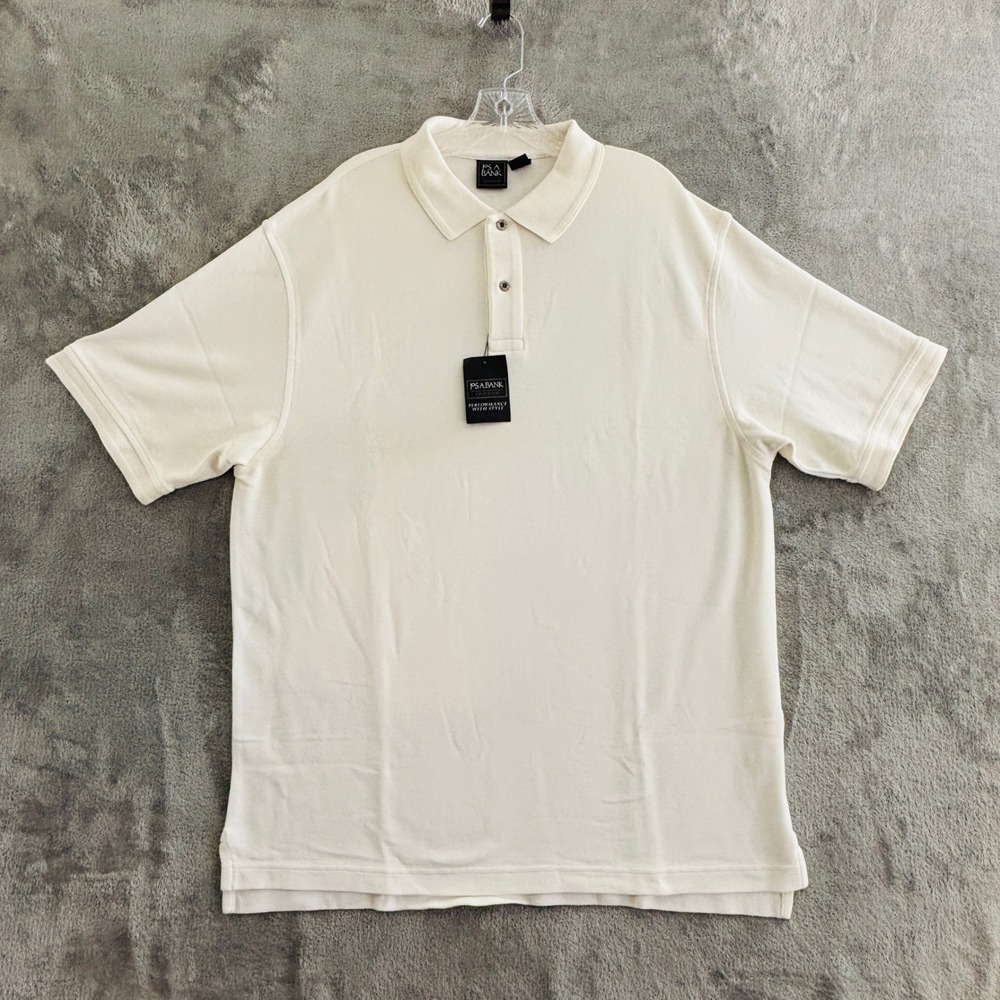Jos. A. Bank Traveler Polo Shirt Mens XL Cream Off White Short Sleeve Cotton NWT